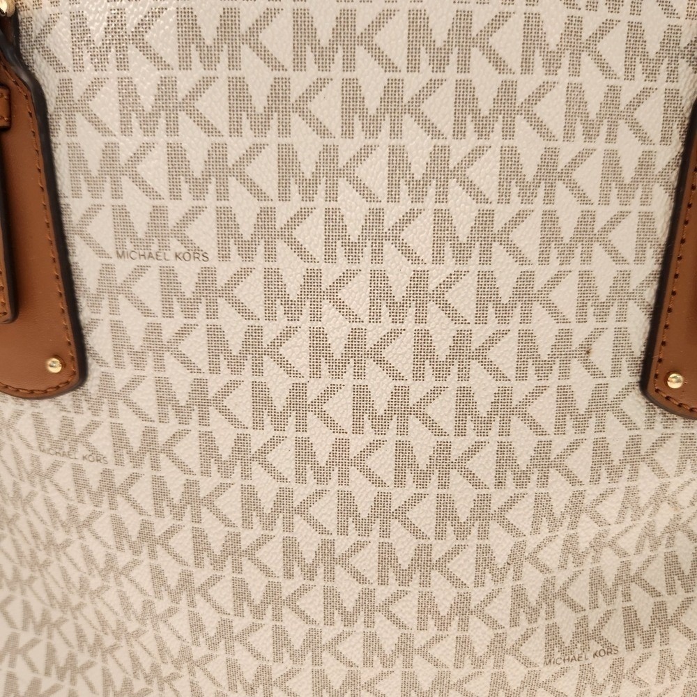 Michael Kors Signature Canvas Monogram Voyager East West Tote Purse Bag Vanilla - Picture 5 of 10